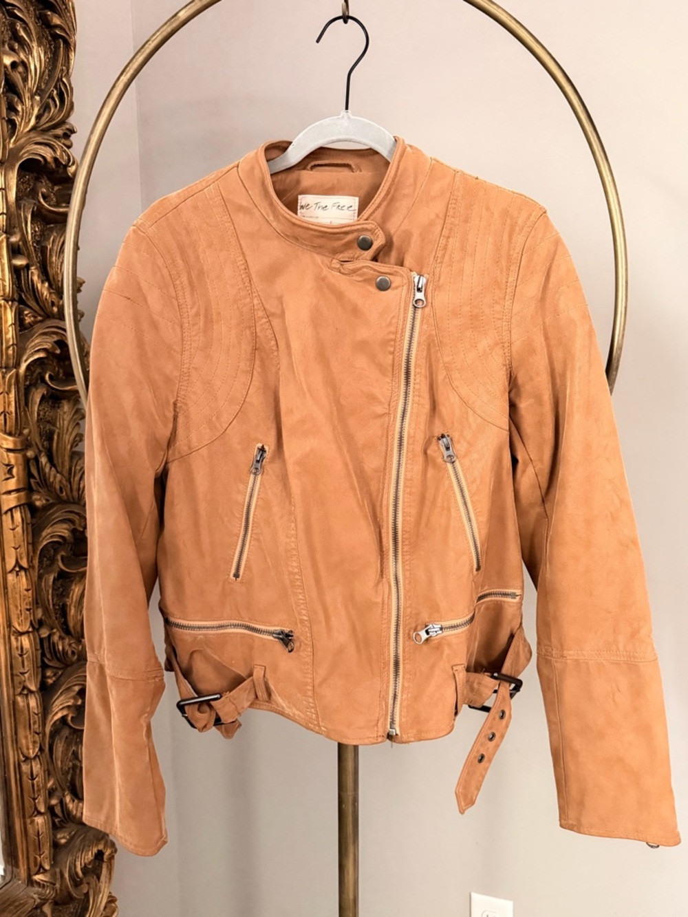 We The Free Vegan Leather Moto Jacket in Tan